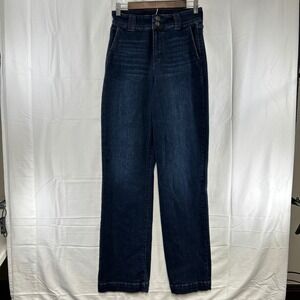Judy Blue Wide Leg Jeans Womens 5/27 Dark Wash High Rise X-Back JB82678DK-CO
